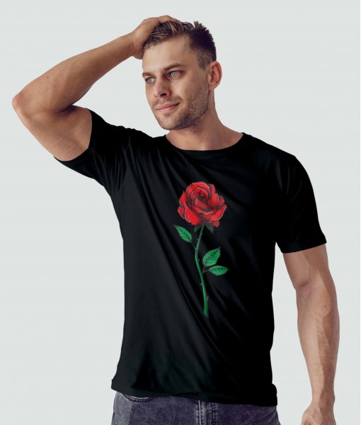 Мъжка тениска с щампа Арт Red rose